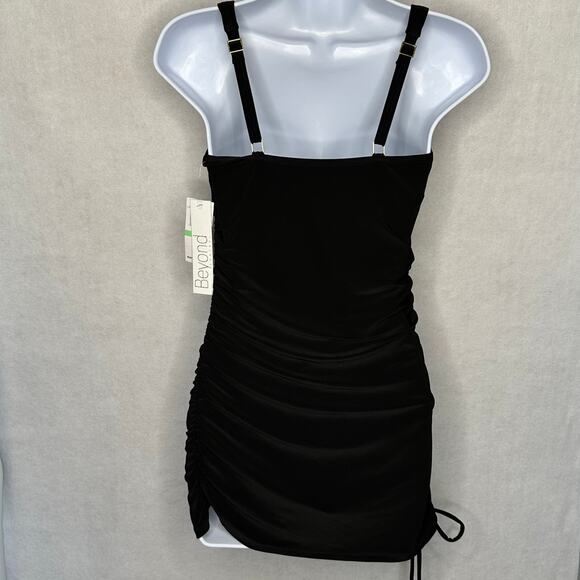 NWT Beyond Control Black Draped V-Neck Swimdress One-Piece – Size 8 - Picture 11 of 15